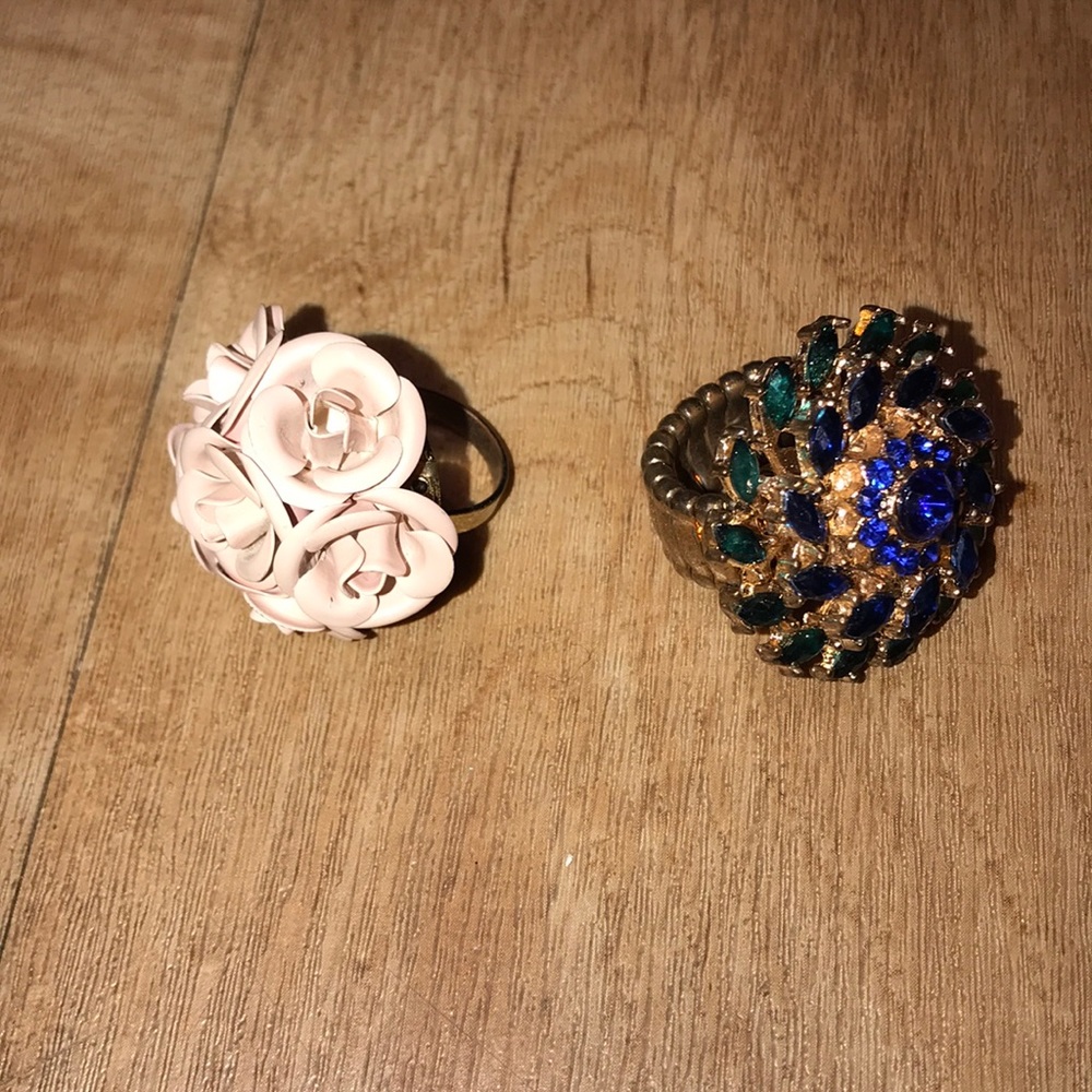 2 Beautiful Turquoise/Blue & Light Pink Rings